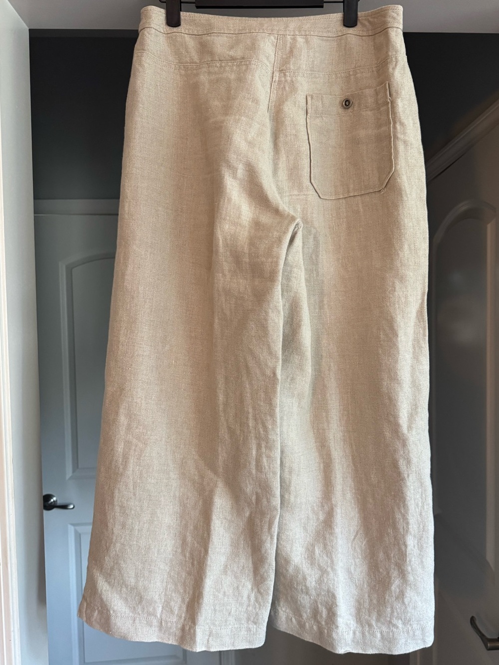 Eileen Fisher Organic Linen Wide Leg Crop Pants Flax Beige Culottes Size 4 - Picture 3 of 13